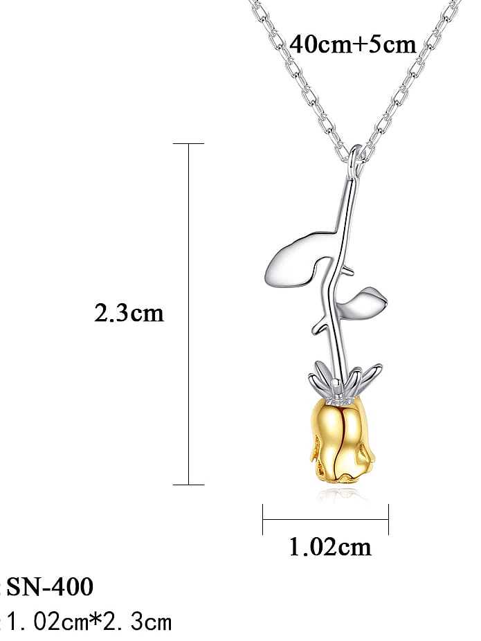 925 Sterling Silber Blume Minimalistische Anhänger Halskette