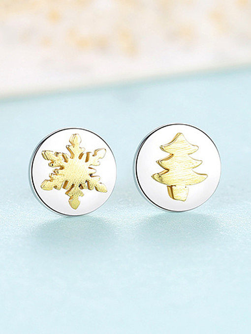 Brincos de prata esterlina 925 com brilho simplista árvore de natal floco de neve brincos