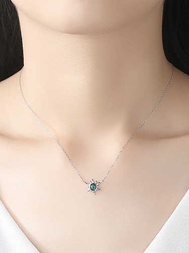 925 Sterling Silver With Opal Cute Sun Necklaces