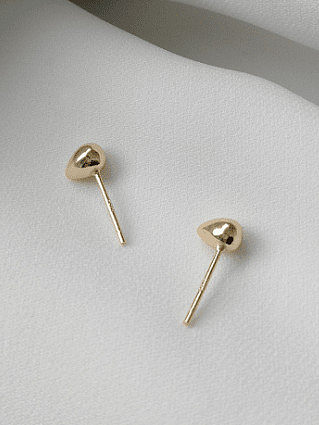Pure silver gold water drop bead studs