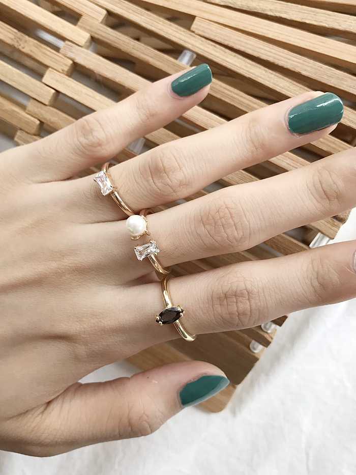 925 Sterling Silver Imitation Pearl Irregular Vintage Band Ring