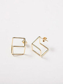 Simple Hollow Cube Silver Smooth Stud Earrings