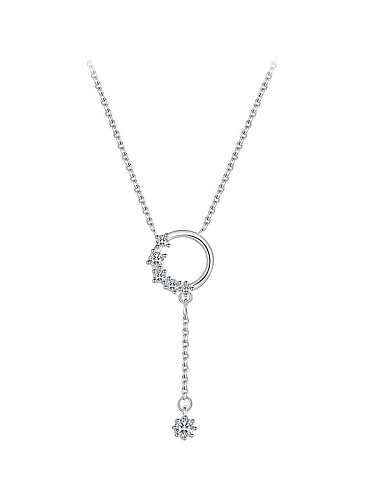 925 Sterling Silber Zirkonia geometrische zierliche Lariat Halskette