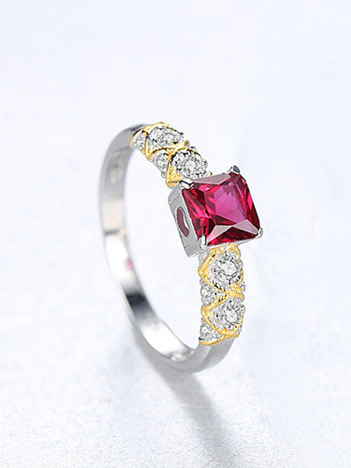 925 Sterling Silver With Cubic Zirconia Simplistic Square Band Rings