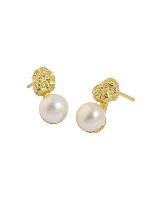 925 Sterling Silver Imitation Pearl Geometric Vintage Drop Earring