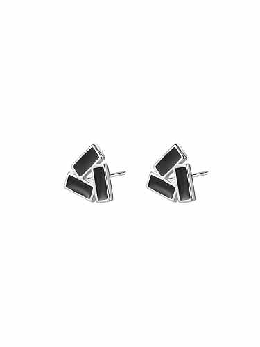 925 Sterling Silver Enamel Triangle Trend Stud Earring