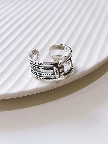 925 Sterling Silver Geometric Vintage Stackable Free Size Ring