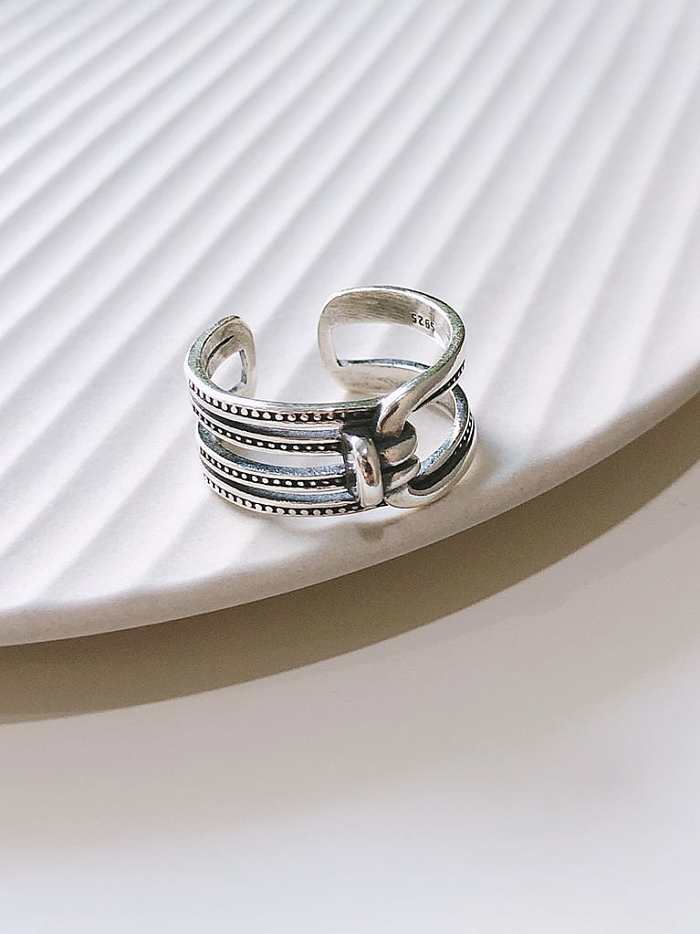 925 Sterling Silver Geometric Vintage Stackable Free Size Ring