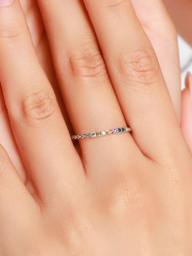 925 Sterling Silver Cubic Zirconia Round Vintage Band Ring