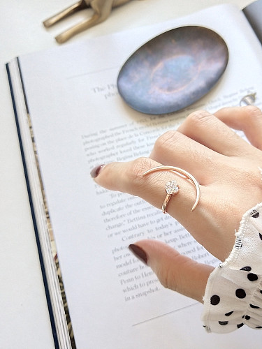 925 Sterling Silver With Rose Gold Plated Personality Irregular Cubic Zirconia Rings