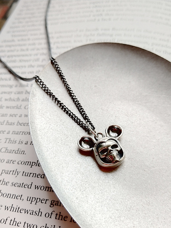 Sterling Silver Vintage Mickey skull Necklace