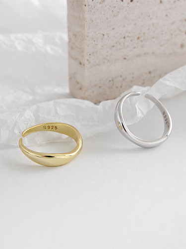 Anéis de prata esterlina 925 com padrão de onda irregular simplista brilhante padrão de tamanho livre