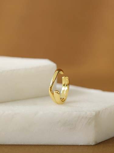 925 Sterling Silver Minimalist Heart Double layer Free Size Midi Ring