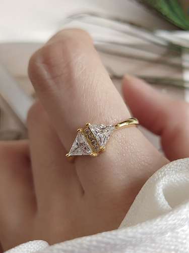 925 Sterling Silver Cubic Zirconia Triangle Dainty Midi Ring