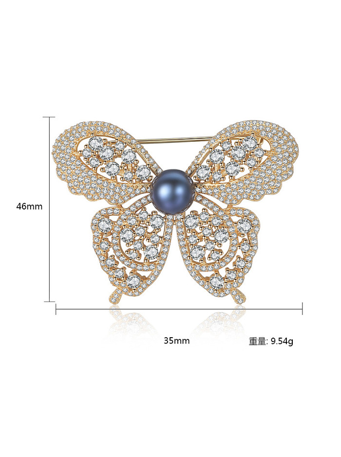 Sterling Silver with 3A zircon natural pearls and ancient butterfly Brooches