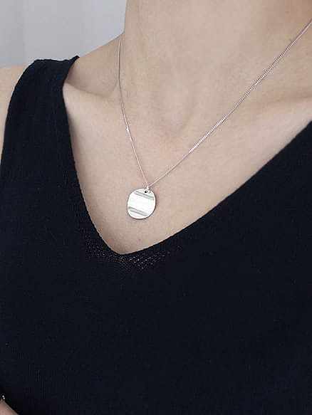 925 Sterling Silver Wave Round 03 Side Chain Necklace