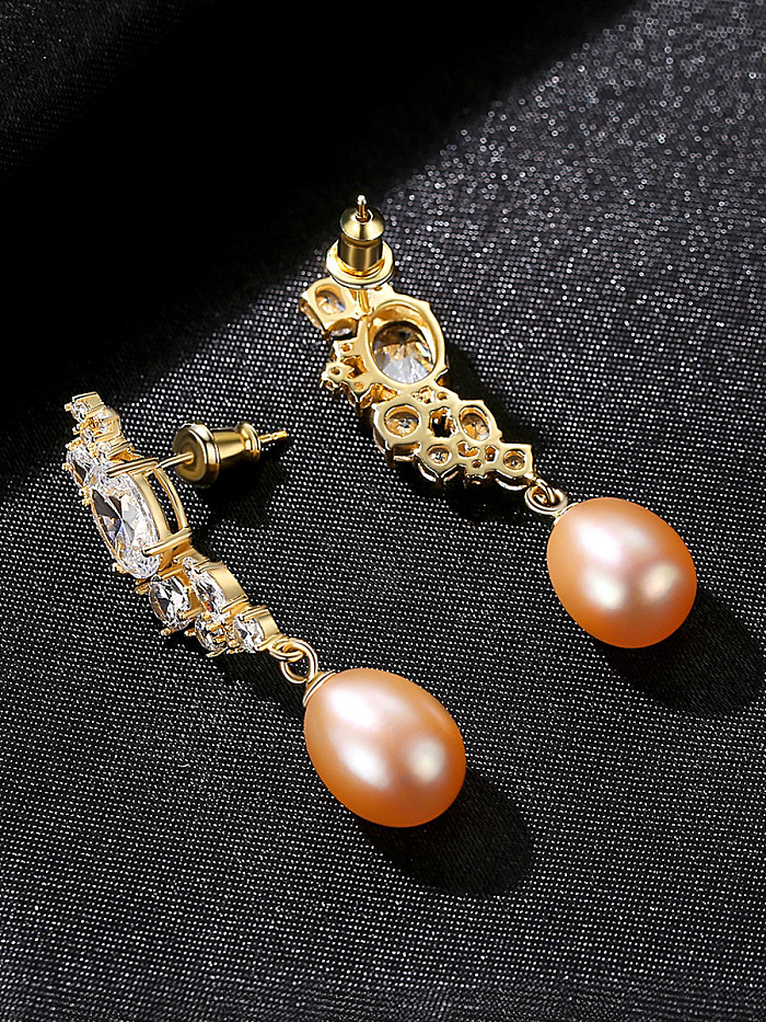 Boucles d'oreilles pendantes en argent sterling 925 avec perle artificielle