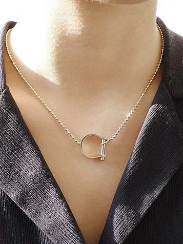 925 Sterling Silver Geometric Minimalist Initials Necklace