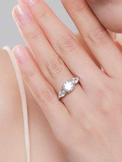 925 Sterling Silver Cubic Zirconia Irregular Trend Band Ring