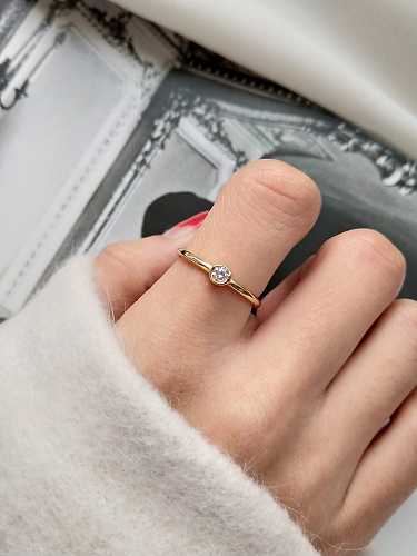 925 Sterling Silver Rhinestone Heart Minimalist Band Ring