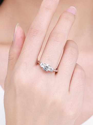 925 Sterling Silver Cubic Zirconia Geometric Dainty Band Ring