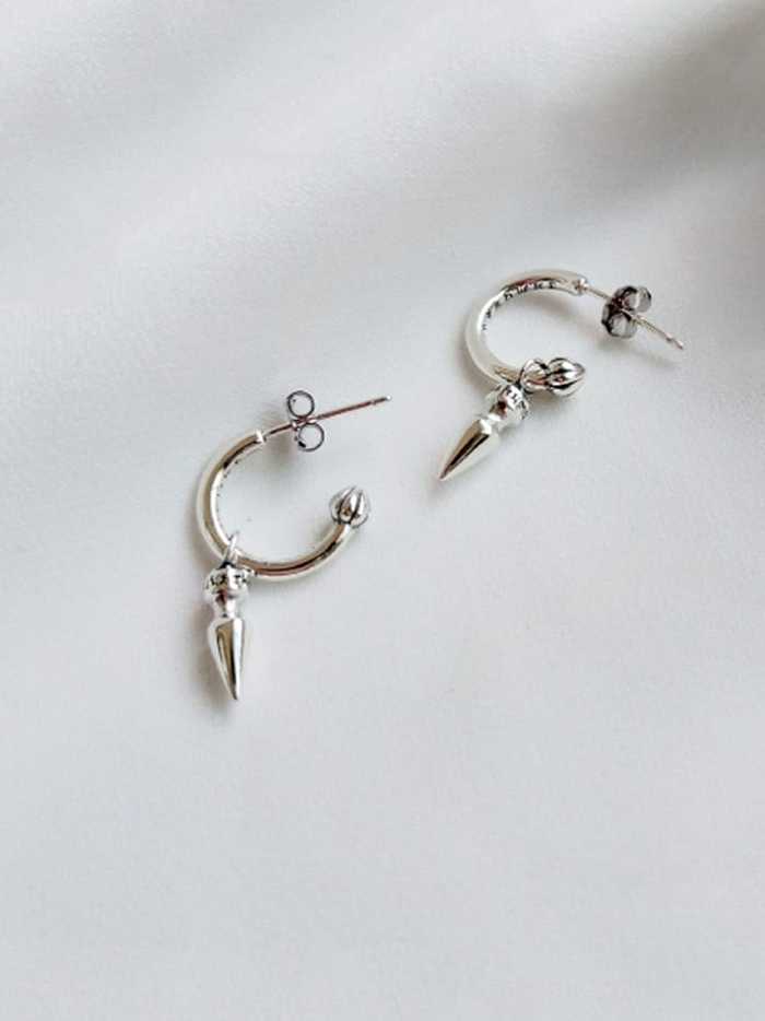 925 Sterling Silver Geometric Vintage Huggie Earring