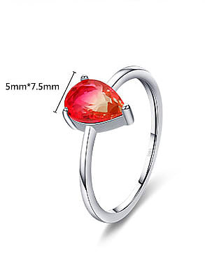 925 Sterling Silver Tourmaline Water Drop Classic Band Ring