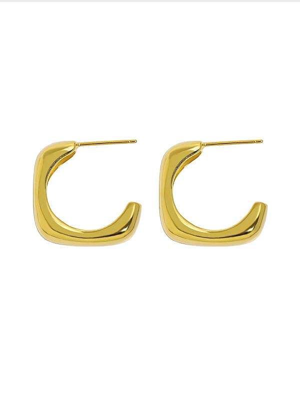 925 Sterling Silver Geometric Minimalist C Shape Stud Earring