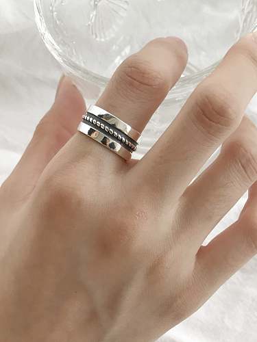 925 Sterling Silver Wide retro free size Ring