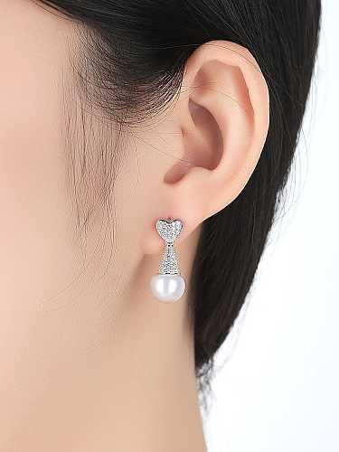 925 Sterling Silver Cubic Zirconia White Heart Luxury Drop Earring