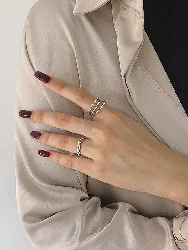 925 Sterling Silver With Gold Plated Simplistic Irregular Free Size Rings