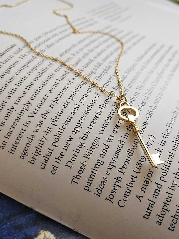 925 Sterling Silver Simple key pendant Necklace