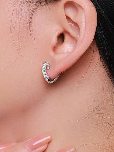 925 Sterling Silver Cubic Zirconia Heart Dainty Huggie Earring