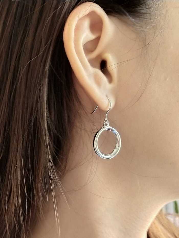 925 Sterling Silver Hollow Round Minimalist Hook Earring
