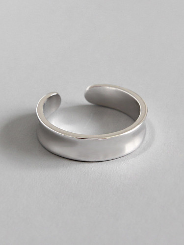 925 Sterling Silver With White Gold Plated Simplistic Geometric Rings