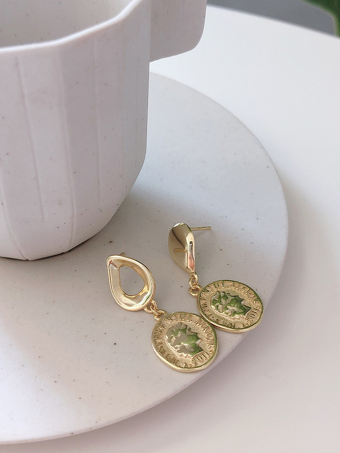 925 Sterling Silver With Gold Plated Fashion Oval Drop Earrings