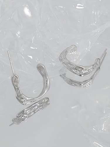 925 Sterling Silver Irregular Vintage Stud Earring