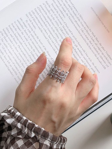925 Sterling Silver With Antique Silver Plated Personality Irregular Midi Rings