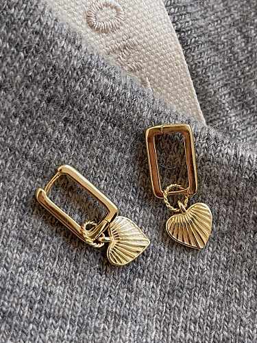 Boucles d'Oreilles Vintage Coeur Géométrique Argent 925