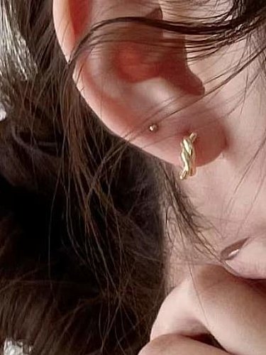 925 Sterling Silver Irregular Knot Vintage Stud Earring