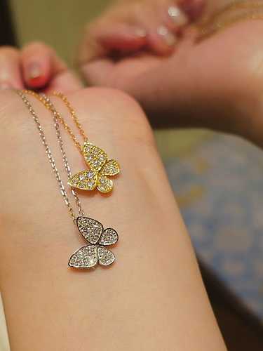 925 Sterling Silver Cubic Zirconia Butterfly Dainty Necklace