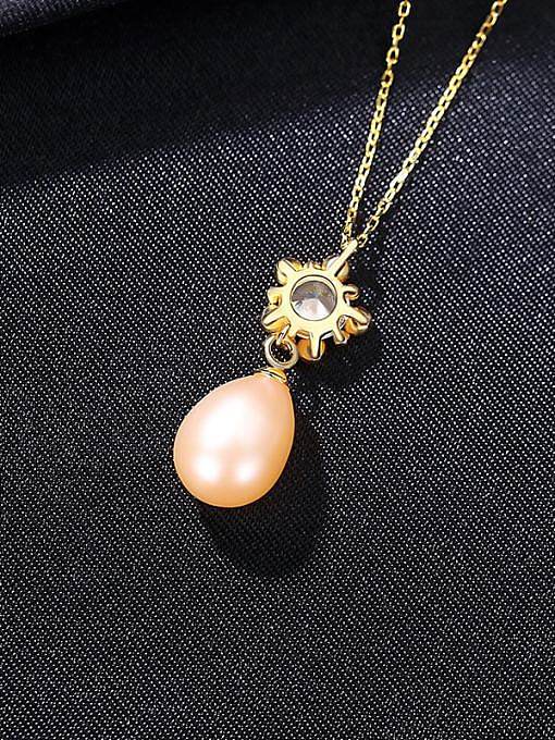 Collier minimaliste fleur de perle d'imitation en argent sterling 925