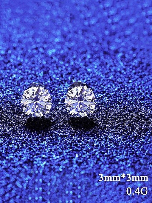 925 Sterling Silver Moissanite Round Minimalist Stud Earring