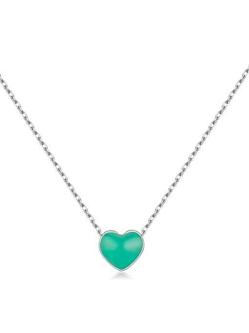 925 Sterling Silver Enamel Heart Minimalist Necklace