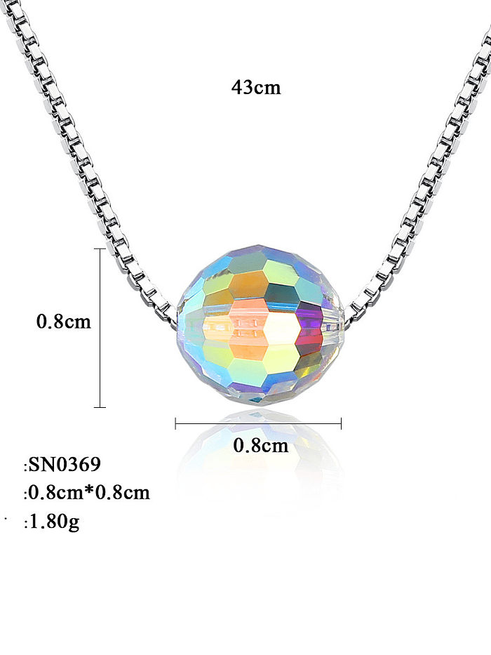 Einfache Halskette mit Anhänger aus 925er Sterlingsilber mit synthetischem Kristall