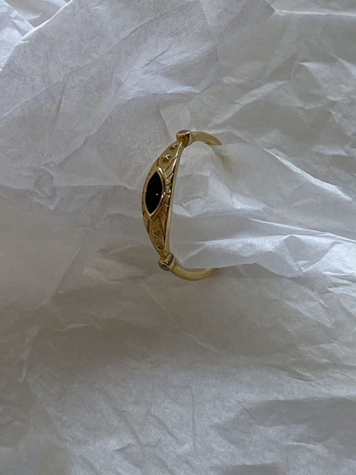 Anéis de prata esterlina 925 folheados a ouro ovais simplistas tamanho livre