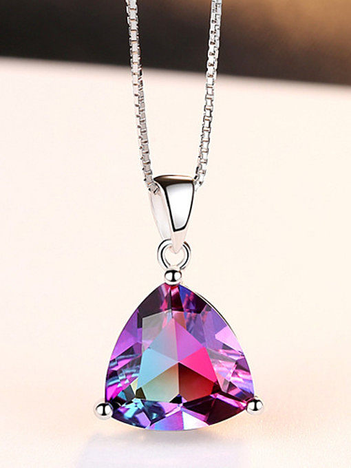 Dreieck-Halskette mit Regenbogen-Halbedelsteinen aus Sterlingsilber