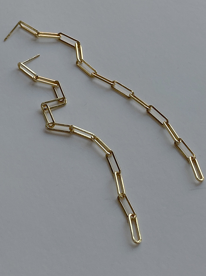 Argent sterling 925 avec boucles d'oreilles pendantes géométriques creuses simplistes plaquées or