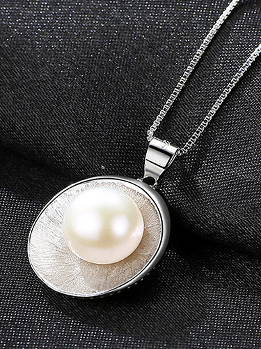 Sterling Silver Natural Pearls with simple shell shape Necklace
