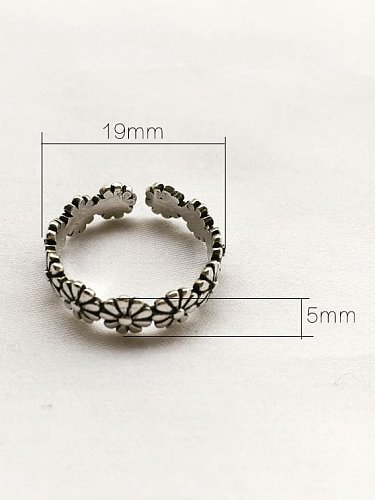 Anel de aliança vintage flor de prata esterlina 925